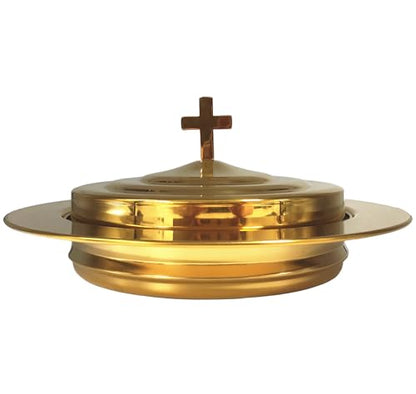 Polished Gold Communion Bread Tray Plate with Cover, Communion plate with lid Church supplies Ware Sets