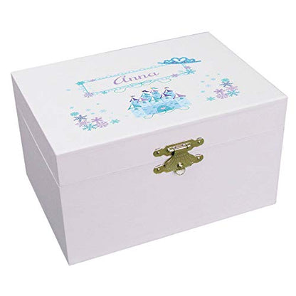 My Bambino Personalized Winter Castle Ballerina Musical Jewelry Box - African American Dancer Inside | Birthday Gift for Girls - color: Ice Princess