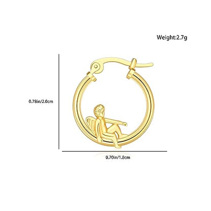 Angel Devil Mismatched Earrings for Women 14K Gold Plated Copper Angel Devil Hoop Earrings - color: 3
