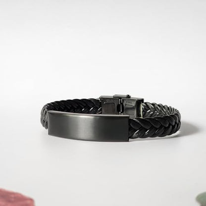 DesiDD Luke 10:19 Bible Verse Bracelet for Men Women, Christian Luke 10 19 Quote Cross Engraved Braided Leather Wristband, Inspirational Religious Faith Jewelry Gifts for Him Her
