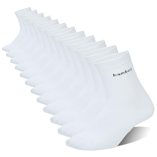 Ladies Crew Socks, 6 Pairs Breathable Casual Crew Socks for All Seasons,Size5-9 - color: White