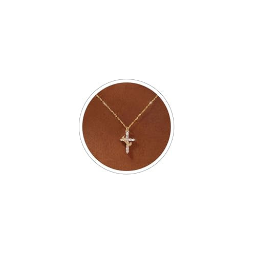 Carffordo 925 Sterling Silver Cross Necklace, Dainty Necklace for Women - style: Gold Crown Cross