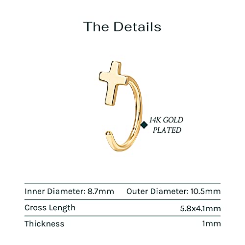 PAVOI 14K Gold Plated 925 Sterling Silver Posts Cross Earrings for Women | Small Religious Faith Cubic Zirconia Cross Studs Huggies Earrings - style: Huggie