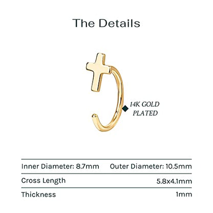 PAVOI 14K Gold Plated 925 Sterling Silver Posts Cross Earrings for Women | Small Religious Faith Cubic Zirconia Cross Studs Huggies Earrings - style: Huggie