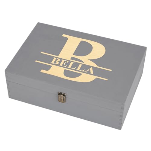 Personalized Monogram Keepsake Box, Engraved Gift for Men & Groomsmen - style: 8. Split Monograms