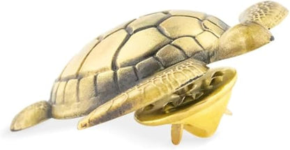 Beach & Ocean Lapel Pins - Gold & Silver Sea Life, Nautical & Tropical Designs - color: Antique Gold Sea Turtle, size: 1 Piece