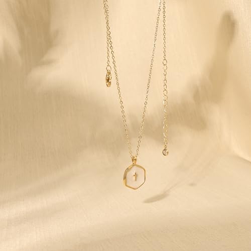 Cross Necklace for Women,Dainty 14k Gold Plated Pendant Necklaces - color: Gold-6