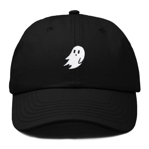 DALIX Ghost Embroidered Mens Womens Cotton Dad Hat Baseball Cap Adjustable - color: Black