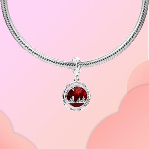 LUXILLA 925 Sterling Silver Charm Golden Family Tree Sparkling Cross Cute Dragon Charms Fits Bracelets Necklace Pendant Bead Jewelry Gift for Women Family Friends - color: Glow-in-the-dark Upside Down Charm