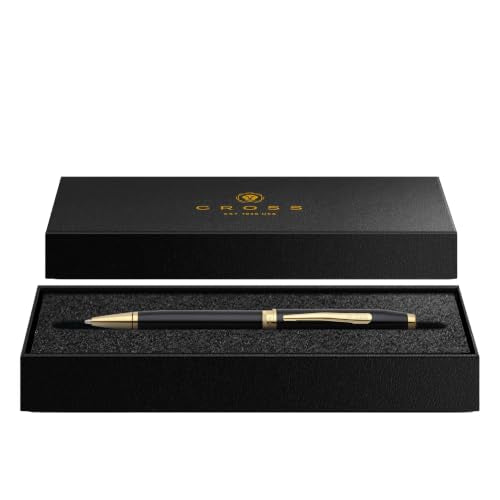 Cross Foundry Glossy Black Gold Ballpoint Pen, Medium Point, Black Ink - color: Glossy Black