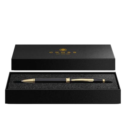 Cross Foundry Glossy Black Gold Ballpoint Pen, Medium Point, Black Ink - color: Glossy Black