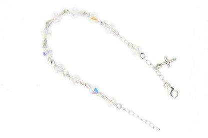 Catholic Communion Rosary Bracelet Created with Swarovski® Crystals, Glass - color: Clear AB - April