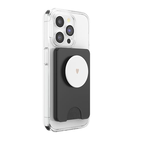 Sand/Beige/Tan Hand Drawn Heart Minimalist Love PopSockets PopWallet for MagSafe - style: Magnetic PopWallet