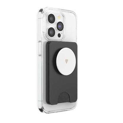 Sand/Beige/Tan Hand Drawn Heart Minimalist Love PopSockets PopWallet for MagSafe - style: Magnetic PopWallet