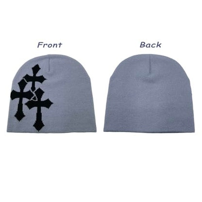 LUBINGSHINE Y2K Knitting Hat, Spider Web Pattern Beanies for Men & Women, Warm Knitted Hat Streetwear Outdoor Winter - color: Grey