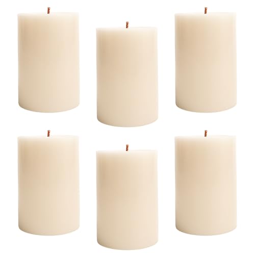 Pillar Candles 2.8x4 Inch 6 Pack Ivory – CW Studio Unscented 45-Hour Long Burn, Smokeless Dripless Premium Wax with Cotton Wick – for Weddings, Events, Home & Rustic Decor - color: Ivory, size: 2.8x4 inches