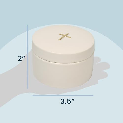 Baptism Gifts for Boys and Girls – White Rosary with Ceramic Keepsake Box and Card - color: White