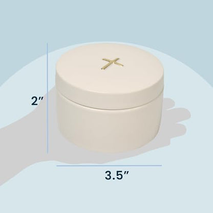 Baptism Gifts for Boys and Girls – White Rosary with Ceramic Keepsake Box and Card - color: White