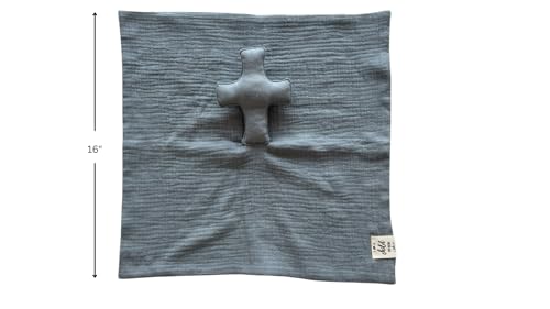 Cross Lovey, Cross Security Blanket, Christian Baby Gift, Baptism Gift, Easter Gift, Newborn Baby Gift, Blessing Blanket (Slate Blue) - color: Slate Blue