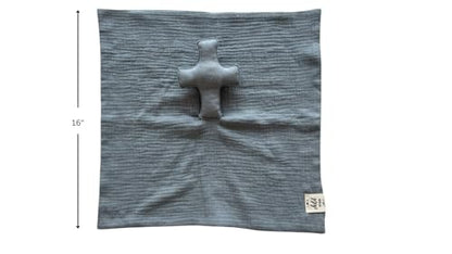 Cross Lovey, Cross Security Blanket, Christian Baby Gift, Baptism Gift, Easter Gift, Newborn Baby Gift, Blessing Blanket (Slate Blue) - color: Slate Blue