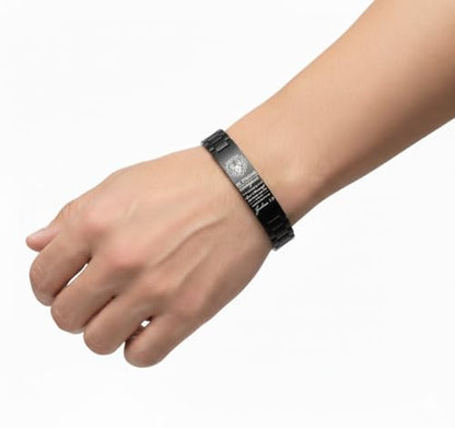 Bible Verse Bracelets Inspirational Christian Wristbands Graduation Gifts to Son Men Dad Father Husband Boyfriend Encouragement Jewelry Adjustable Stainless Steel Bracelet - style: JOSHUA 1:9(TO SON FROM MOM)