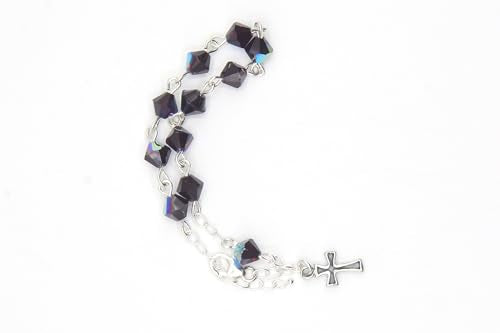 Catholic Communion Rosary Bracelet Created with Swarovski® Crystals, Glass - color: Garnet - January