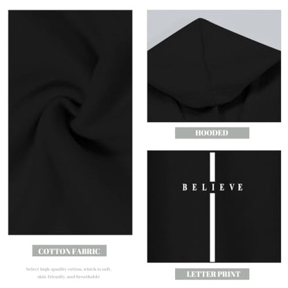 Fkatuzi Christian Graphic Hoodies For Boys Cross Sweatshirt Kids Jesus Hoodie Faith God Religious Bible Verse Believe Tops - color: Black, size: 7-8 Years