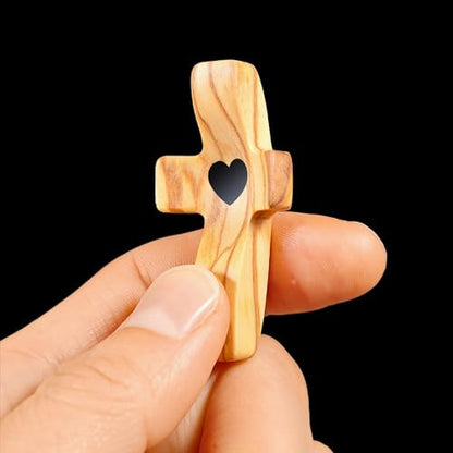 Cross Fidget Wood, Encouragement Gift, Olive Wooden Cross for Clinging and Praying, Pocket Religious Gift for Children and Adults(Olive 1pcs) - color: Olive Wood