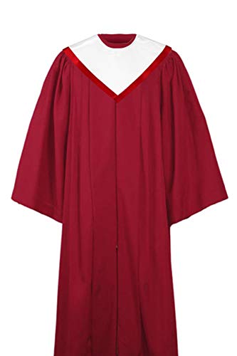 IvyRobes V Shape Confirmation Stole Descending Dove Embroidery Confirmation Stoles White with Red Trim