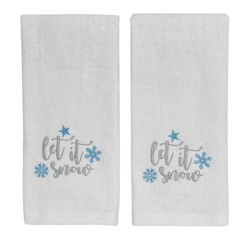 Christmas White Hand Bathroom Towels Elegant Snowflakes Let It Snow, 16x26" - color: Crystal Snowflake