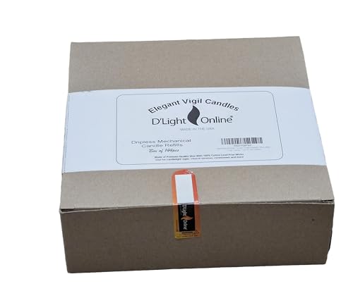 D'Light Online White Mechanical Candle Wax Refills - Small Diameter (Thin) Cartridge Candle Ideal for Church Services, Candlelight vigils and Ceremonies - (Mechanical Refills - Set of 144)