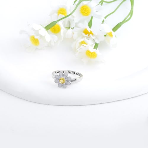 I Am A Daughter of God Ring: 925 Sterling Silver God Daisy Purity Rings