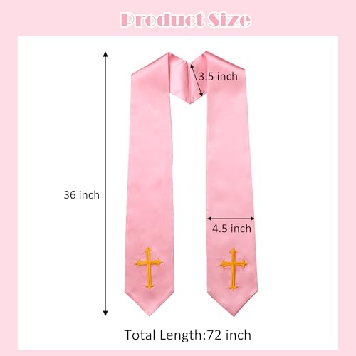Clergy Stole & Choir Stole with Embroidered 60/72" - color: Pink, size: 60 inch