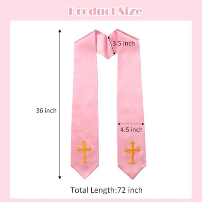 Clergy Stole & Choir Stole with Embroidered 60/72" - color: Pink, size: 72 inch