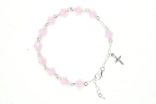 Catholic Communion Rosary Bracelet Created with Swarovski® Crystals, Glass - color: Rose Water Opal - October