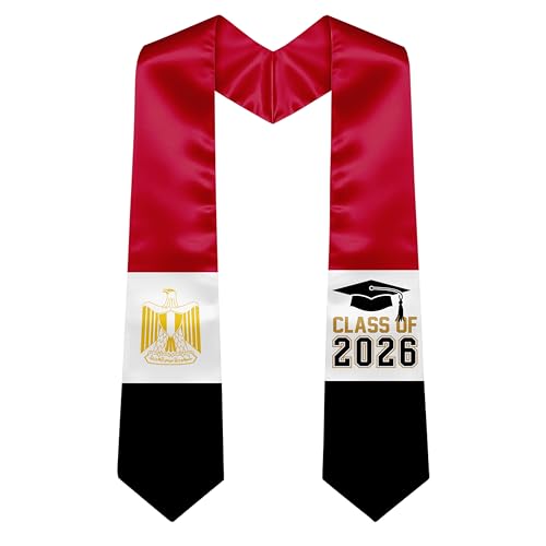National Flag Graduation Stole Sash - 72" Long Unisex Honors Stole for Students - color: Egypt
