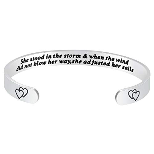 Fesciory Inspirational Bracelets for Women, Stainless Steel Cuff Bangle - color: Silver-29