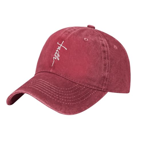 Embroidered Baseball Cap Christian Hat for Men Women - color: Red, style: Faith