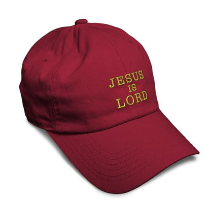 Speedy Pros Soft Baseball Hat Embroidered Dad Hat Jesus is Lord God Christ Christian Religious Cotton - color: Burgundy Design Only