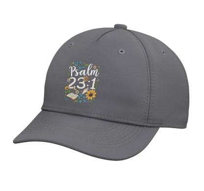 Psalm 23:1 Bible Verse Flowers Christian Women Adjustable Baseball Hat - color: Slate Grey
