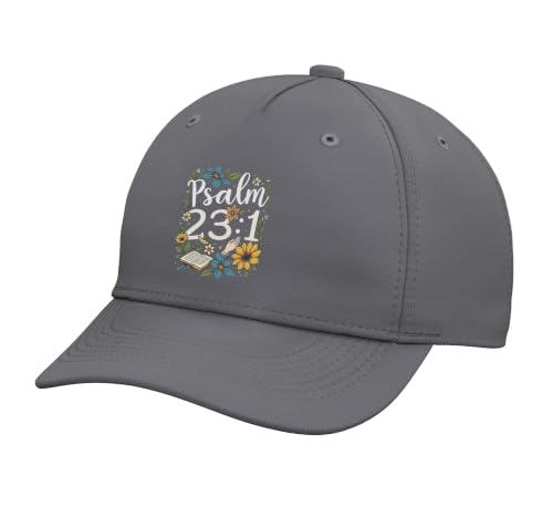 Psalm 23:1 Bible Verse Flowers Christian Women Adjustable Baseball Hat - color: Slate Grey