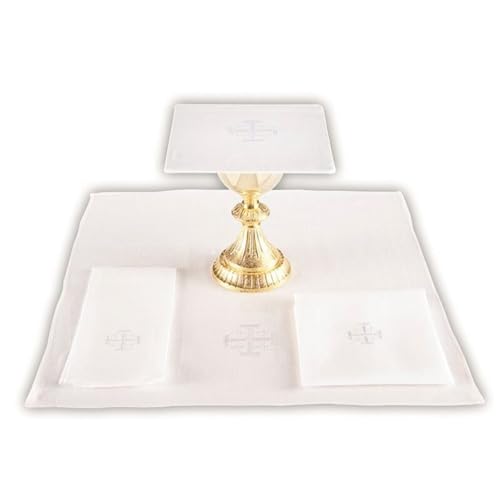 Trinity Church Supply Jerusalem Cross Chalice Pall with Insert Traditional Catholic Church Supplies, 7 Inch Square, Pack of 4