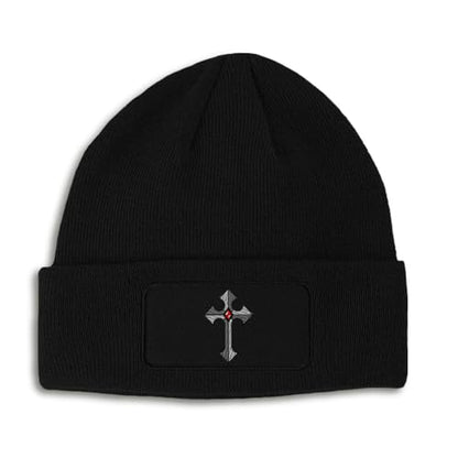 Patch Beanie Religious Cross God Jesus Christ Christian Skull Cap Hats for Men & Women Winter One Size Black Design Only