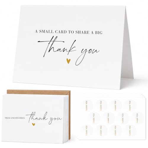 Thank You Cards with Envelopes Bulk Pack of 40 - Gold Foil Design - color: Gold Foil - Script