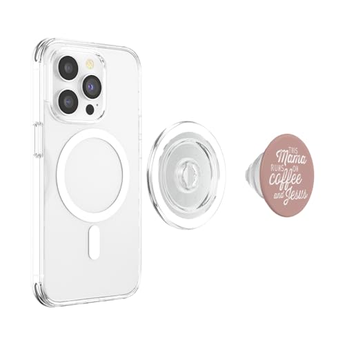 This Mama Runs on Coffee and Jesus - Cute Christian Quote PopSockets PopGrip for MagSafe - style: Magnetic PopGrip
