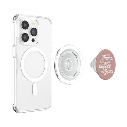 This Mama Runs on Coffee and Jesus - Cute Christian Quote PopSockets PopGrip for MagSafe - style: Magnetic PopGrip