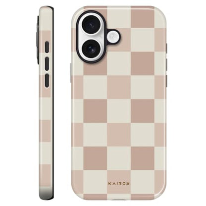 Kairos for iPhone 17 Case - Military Protection Beige Checkerboard - color: beigeboard, size: iPhone 17(6.3,2025)