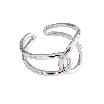 Handmade Rings 925 Sterling Silver Band Ring Adjustable Open Knuckle Rings Thumb Ring Statement Rings for Women Minimalist Jewelry - color: Pattern 3