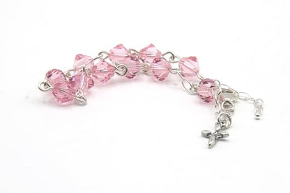 Catholic Communion Rosary Bracelet Created with Swarovski® Crystals, Glass - color: Light Rose Pink