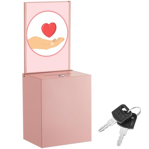 Metal Donation Box for Fundraising,Basic,Pink - color: Pink
